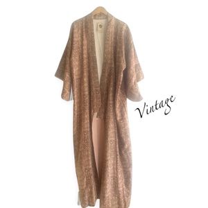 Vintage Japanese Kimono hand stitched color blocked lining , long robe style